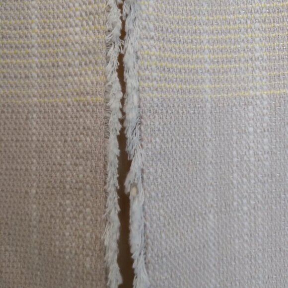 Butter Yellow & Beige Melange Plaid Tweed Jacket with Frayed Edges Sz10 - Picture 9 of 13